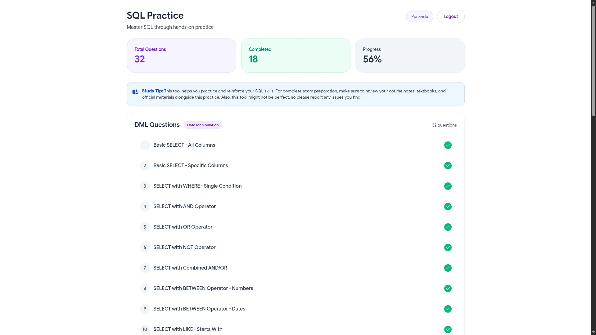 SQL Practice project preview